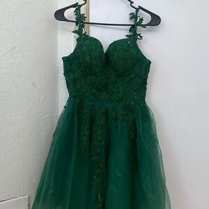 Green floral mini dress